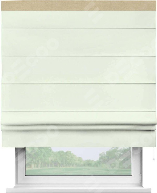 Римская штора «Кортин» с кантом Кинг, для проема, ткань вельвет кремовый