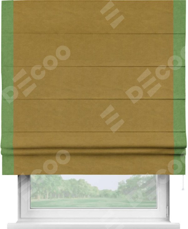 Римская штора «Кортин» с кантом Стрим Дуо, для проема, ткань вельвет светло-коричневый