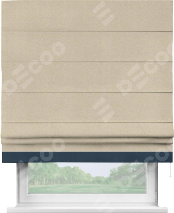 Римская штора «Кортин» с кантом Джестер, для проема, ткань блэкаут однотонный кофейно-бежевый