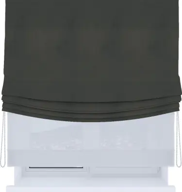 Римская штора «Кортин», день-ночь с мягкими складками, бархат серый