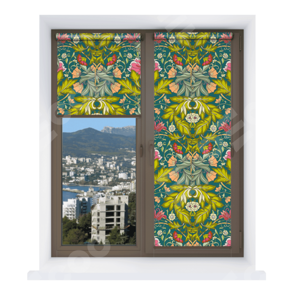 Рулонная штора Мини с принтом Цветок морриса