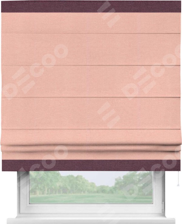 Римская штора «Кортин» с кантом Горизонт, для проема, ткань лён розовый