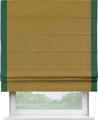 Римская штора «Кортин» с кантом Стрим Дуо, для проема, ткань вельвет светло-коричневый