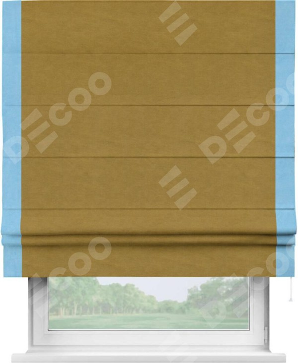 Римская штора «Кортин» с кантом Стрим Дуо, для проема, ткань вельвет светло-коричневый