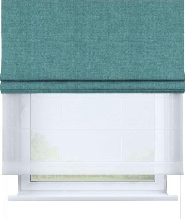 Римская штора «Кортин» день-ночь, ткань лён бирюза