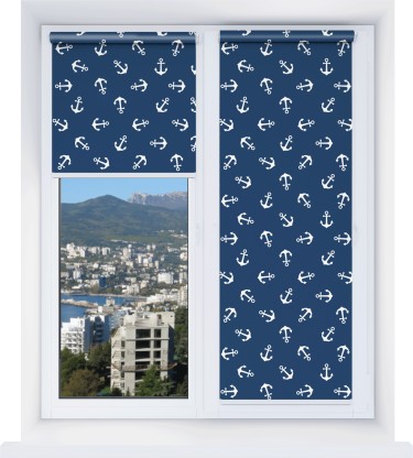 Рулонная штора Мини с принтом Морские якори