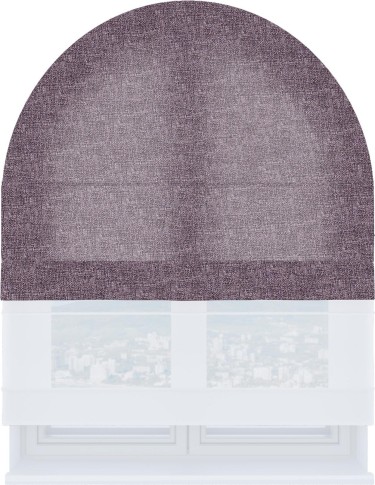 Римская штора «Кортин» день-ночь для арочного проёма, ткань лён кашемир фиолетовый
