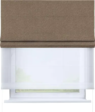 Римская штора «Кортин», лён димаут коричневый, день-ночь