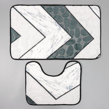 Набор ковриков для ванны и туалета Доляна «Галька геометрическая», 2 шт: 40×50, 50×80 см, цвет МИКС