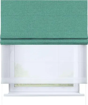 Римская штора «Кортин», лён светло-бирюзовый, день-ночь