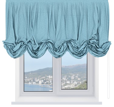 Австрийская штора «Кортин», ткань лён кашемир голубой