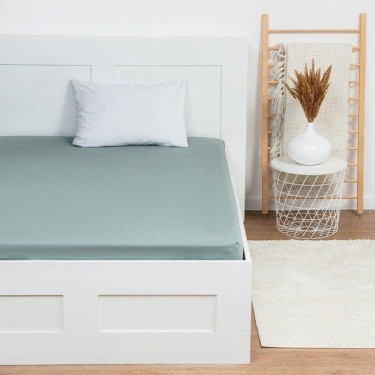 Простыня на резинке Этель 180х200х25, цвет серо-зелёный, 100% хлопок, бязь 125г/м2