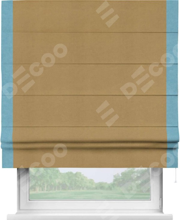 Римская штора «Кортин» с кантом Стрим Дуо, для проема, ткань вельвет горчица