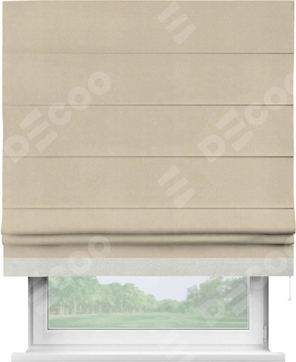 Римская штора «Кортин» с кантом Джестер, для проема, ткань блэкаут однотонный кофейно-бежевый