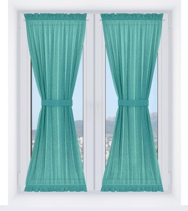 Штора песочные часы «Кортин», ткань лён изумрудный
