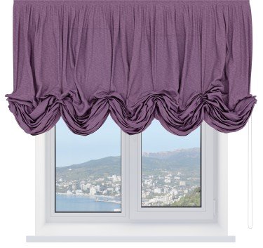 Австрийская штора «Кортин», ткань лён кашемир сиреневый