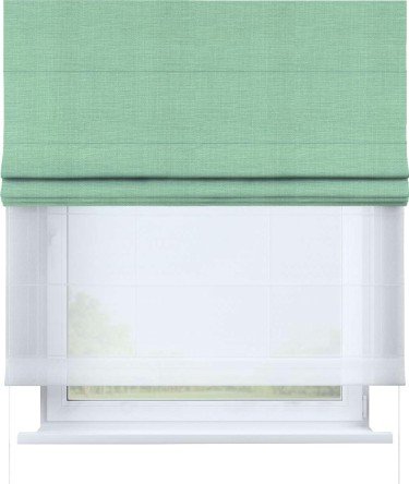 Римская штора «Кортин» день-ночь, ткань лён светло-бирюзовый