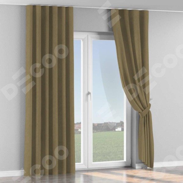 Комплект штор на тесьме «Волна», блэкаут однотонный бежево-золотой