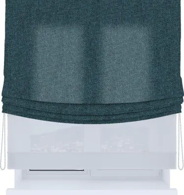 Римская штора «Кортин», день-ночь с мягкими складками, лён кашемир синий