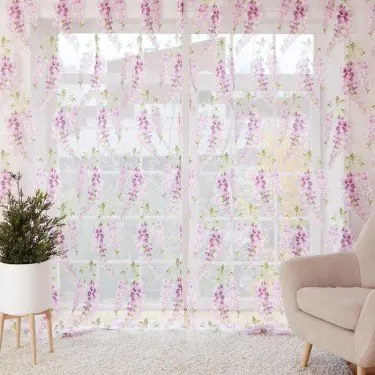 Тюль "Этель"Виноградная лоза (лиловый) б/ утяжелителя, ширина 260 см, высота 250 см