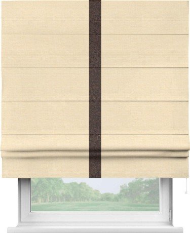 Римская штора «Кортин» с отделкой кантом Хайвэй, для проема, ткань лён бежевый