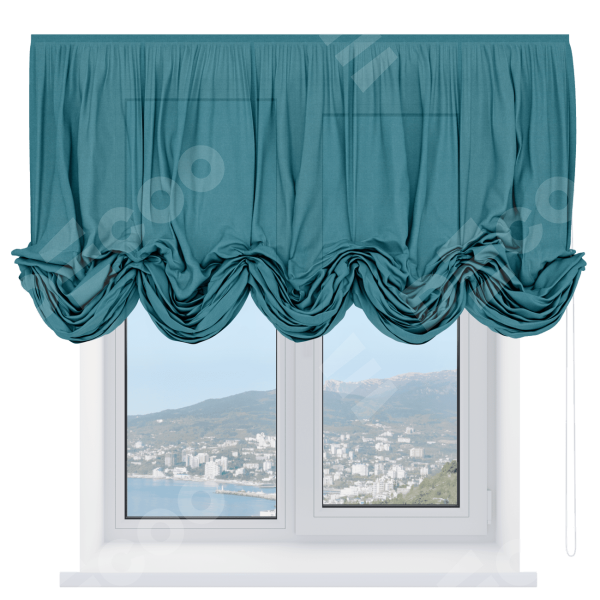 Австрийская штора «Кортин», лён бирюзовый