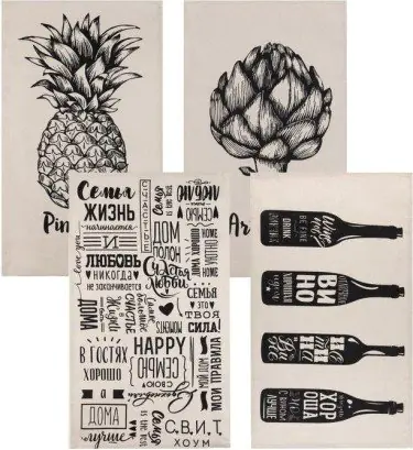 Набор кухонных полотенец Доляна «Семейное счастье» 35х60см-4шт, 100% хл