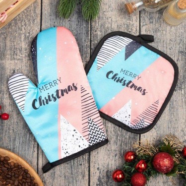 Кух. набор 2 пр. Доляна "Merry Christmas" прих. 17*17 см, вареж. 26*16 см,100% п/э