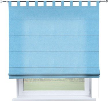 Римская штора на петлях «Кортин», ткань вельвет голубой