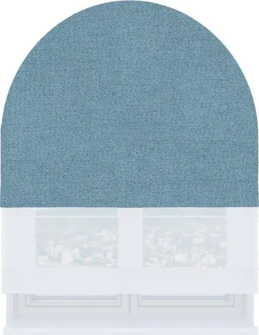 Римская штора «Кортин» день-ночь для арочного проёма, лён блэкаут голубой