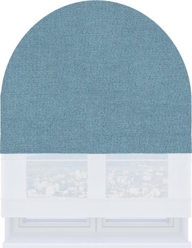 Римская штора «Кортин» день-ночь для арочного проёма, лён блэкаут голубой
