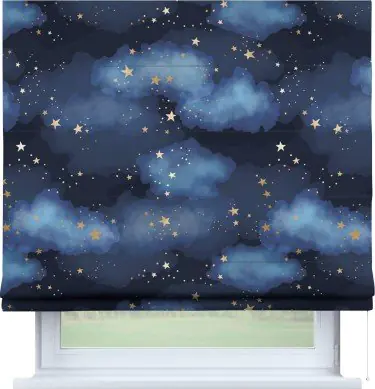 Римская штора «Кортин» для проема «Золотые звёзды»