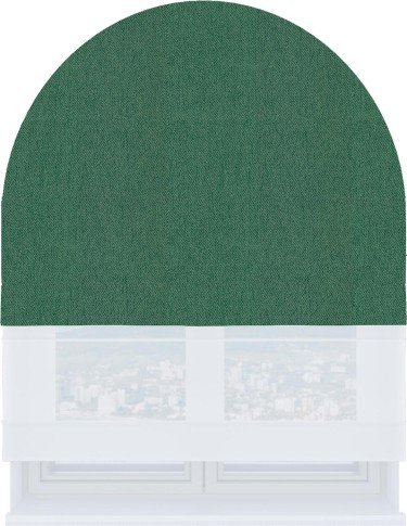 Римская штора «Кортин» день-ночь для арочного проёма, ткань твид блэкаут зелёный