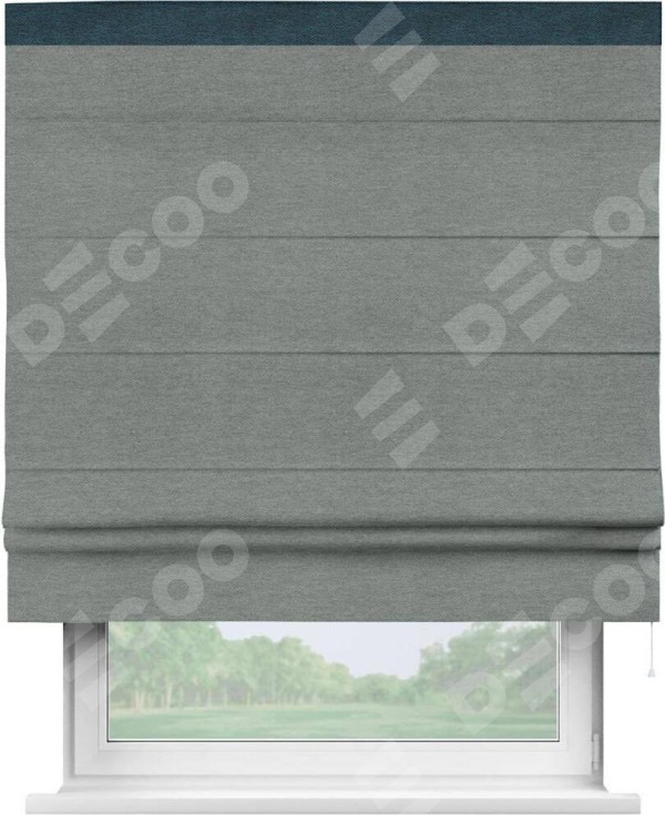 Римская штора «Кортин» с кантом Кинг, для проема, ткань твид блэкаут, серый