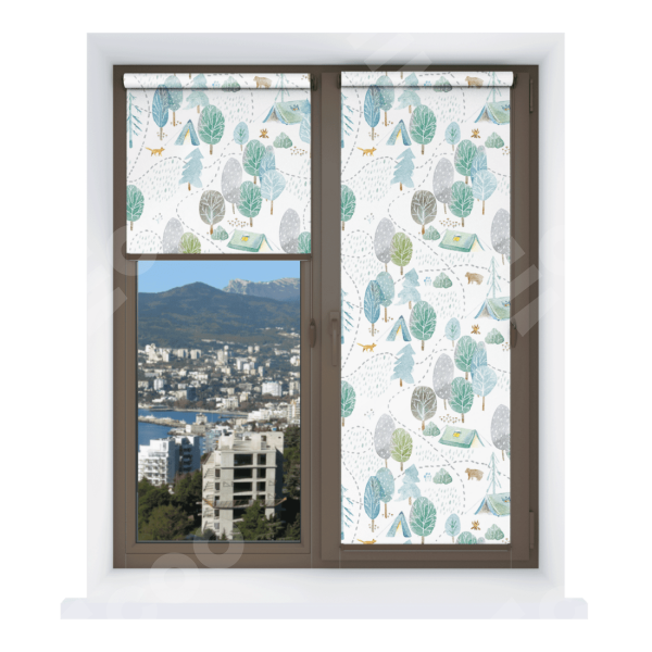 Рулонная штора Мини с принтом Лесистая местность