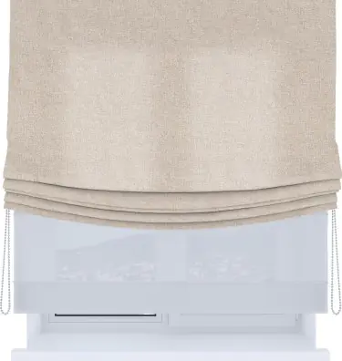 Римская штора «Кортин», лён кашемир натуральный беж, день-ночь с мягкими складками