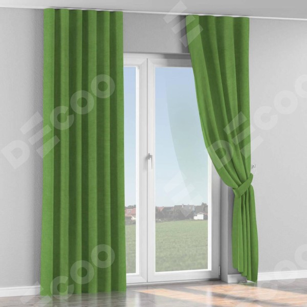 Комплект штор на тесьме «Волна», вельвет салатовый