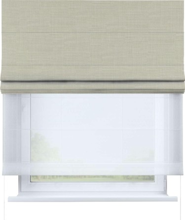 Римская штора «Кортин» день-ночь, ткань лён топлёное молоко