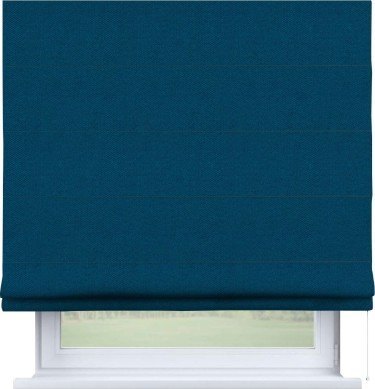 Римская штора «Кортин» для проема, ткань лён димаут, синий