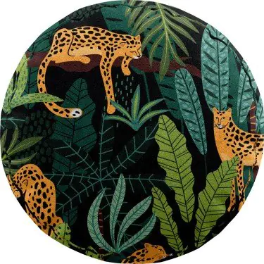 Подушка круглая Cortin «Леопарды в джунглях»