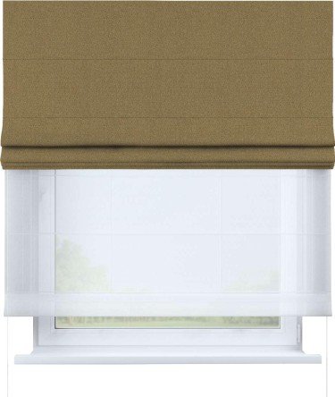 Римская штора «Кортин» день-ночь, ткань лён димаут, оливковый