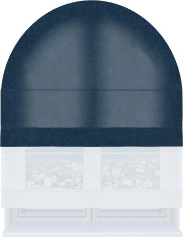 Римская штора «Кортин», канвас синий, день-ночь для арочного проёма