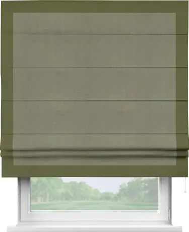 Римская штора «Кортин» с кантом Чесс, для проема, ткань блэкаут однотонный серо-коричневый