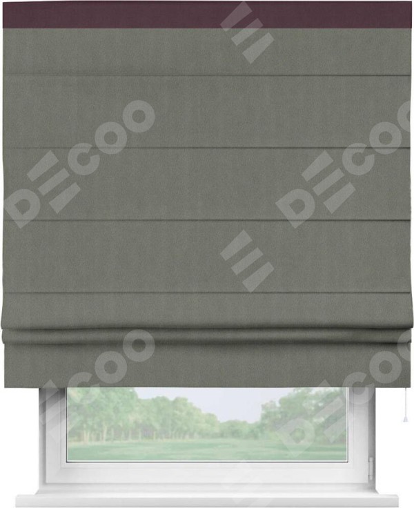 Римская штора «Кортин» с кантом Кинг, для проема, ткань блэкаут однотонный тёмно-серый