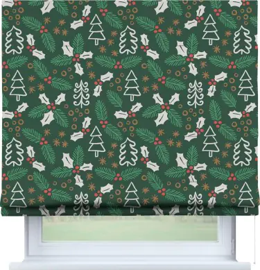Римская штора «Кортин» для проема «Рождественский узор»