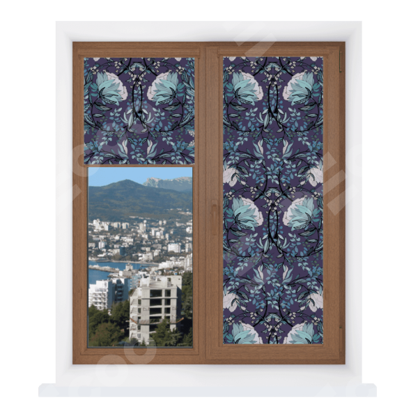 Рулонная штора Уни 2 с принтом Цветочный индиго