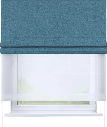 Римская штора «Кортин» день-ночь, ткань твид блэкаут, светло-синий