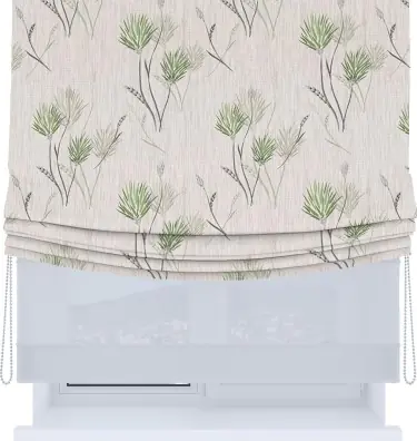 Римская штора «Кортин», день-ночь с мягкими складками, «Полевые травы бежевый»