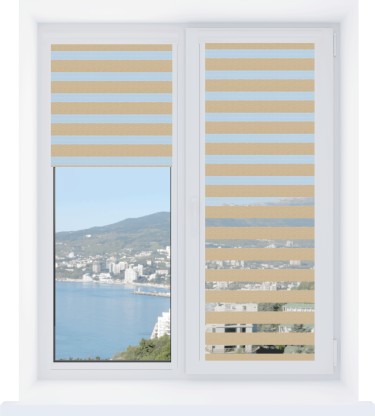 Рулонная штора День-ночь Уни 2 Linen 02 бежевый, размеры от 20 до 120 см