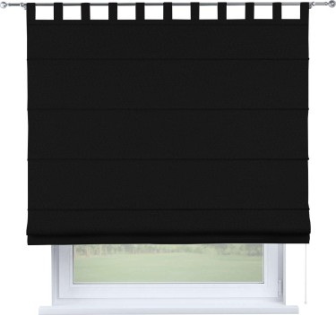 Римская штора «Кортин», лён рустик черный, на петлях